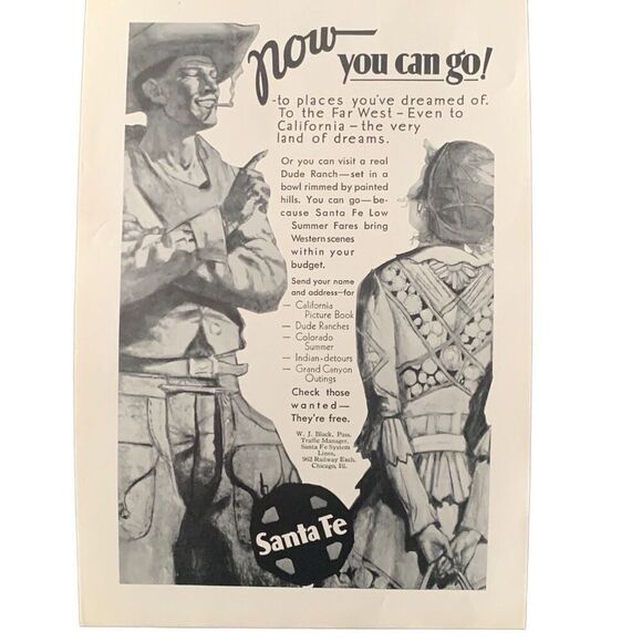 Vintage 1931 Santa Fe Now You Can Go Ad Advertisement - Picture 3 of 4